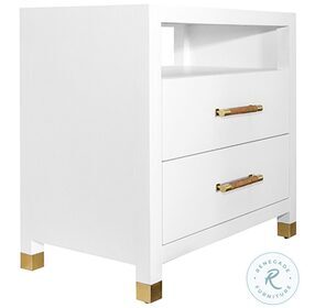 Hancock Lacquered White 2 Drawer Side Table