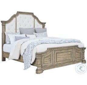 Garrison Cove Honey And Gray California King Upholstered Panel Bed