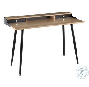 Harvey Black And Nickel Steel With Natural Wood Desk