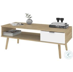 Procyon Modern Oak And White UV 48" Coffee Table
