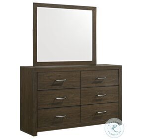 Hendricks Walnut 6 Drawer Dresser With Mirror