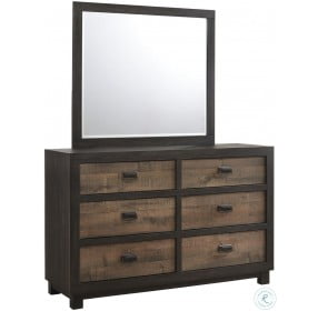 Harrison Dark Chocolate 6 Drawer Dresser With Mirror