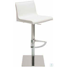 Colter White Leather Adjustable Stool