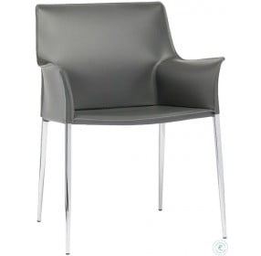 Colter Grey Leather Dining Arm Chair