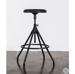 Akron Black Leather Counter Stool