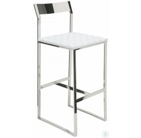 Camille White Leather Counter Stool