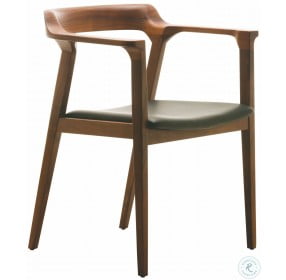Caitlan Tan Walnut Leather Dining Chair