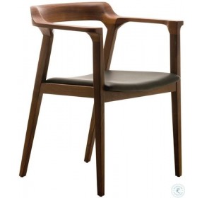 Caitlan Ash Stained Walnut Leather Dining Chair