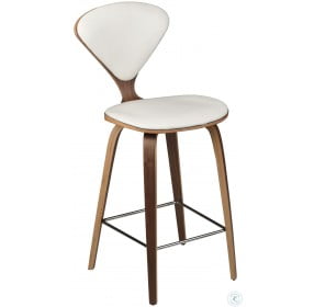 Satine White Leather Counter Stool
