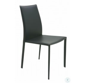 Sienna Black Leather Corner Stitched Dining Chair