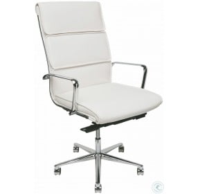 Lucia White and Silver Metal High Back Office Chair
