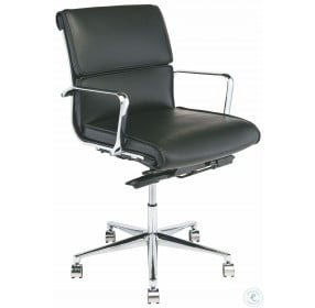 Lucia Black and Silver Metal Low Back Office Chair
