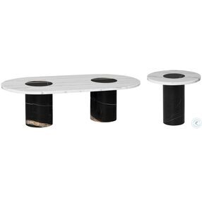 Stevie White And Matte Black Occasional Table Set