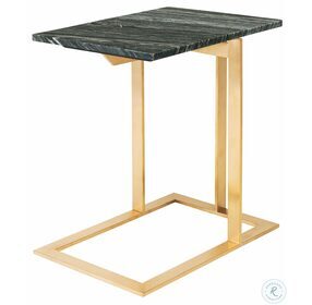 Dell Black Stone and Gold Metal Side Table