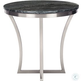 Aurora Silver & Black Stone Side Table