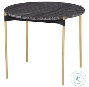 Pixie Black Wood Vein And Gold Side Table
