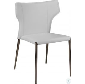 Wayne White Dining Chair with Silver Legs