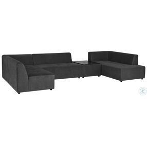 Parla Cement 5 Piece RAF Sectional with ottoman