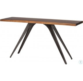 Vega Seared Wood and Black Metal Console Table