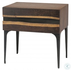 Prana Seared Wood 1 Drawer Side Table