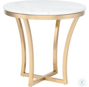 Aurora White and Brushed Steel Side Table