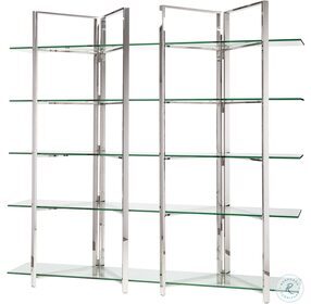 Elton Clear Glass and Silver Metal Display Shelving
