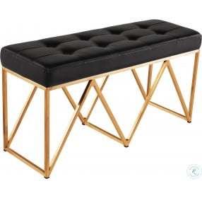 Celia Black Leather Occasional Bench