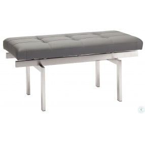 Louve Small Grey and Silver Metal Occasional Bench