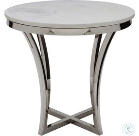Aurora White and Polished Steel Side Table