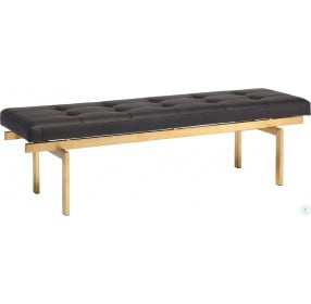 Louve Black and Gold Metal Occasional Bench