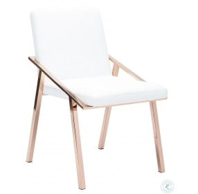 Nika White and Rose Gold Metal Dining Chair