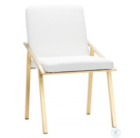 Nika White and Gold Metal Dining Chair