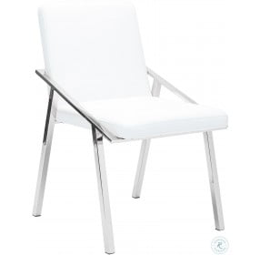 Nika White and Silver Metal Dining Chair