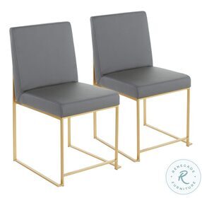 Fuji Grey High Back And Gold Metal Dining Chair Set Of 2