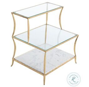 Hirsch Royale Leaf And Specked White Marble Side Table