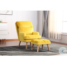 HM1760YW-1 Yellow Accent Chair With Ottoman