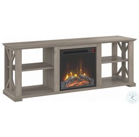 Homestead Driftwood Gray Farmhouse 70" TV Stand with Fireplace Insert