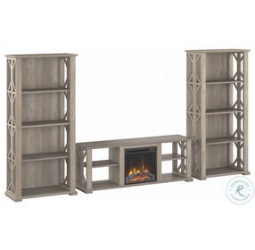 Homestead Driftwood Gray Farmhouse 70" Entertainment Center with Electric Fireplace