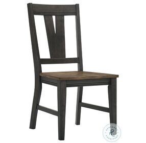Harper Brushed Brown and Pecan Splat Back Side Chair Set of 2