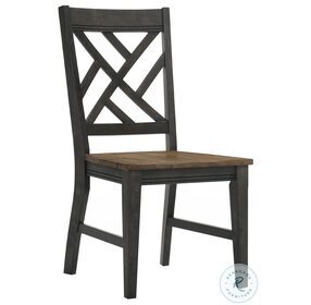 Harper Brushed Brown and Pecan Lattice Back Side Chair Set of 2
