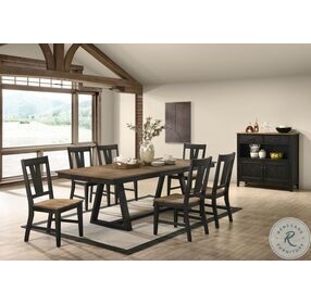 Harper Brushed Brown and Pecan Trestle Extendable Dining Room Set