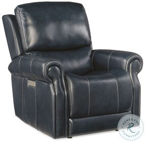 Eisley Sorrento Night Seas Leather Power Recliner With Power Headrest and Lumbar