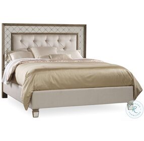 Sanctuary Beige And Medium Wood King Mirrored upholstered Bed