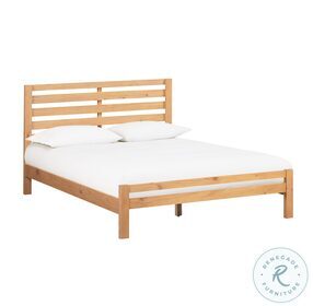 Andy Oak Wooden King Panel Bed
