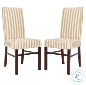 Classic Tan And Cream 20" Striped Side Chair Set Of 2