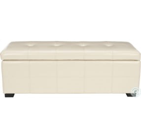 Maiden Flat Cream Tufted Large Leather Storage Bench