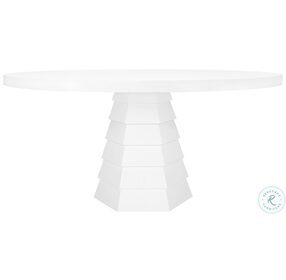 Hugo Matte White Lacquer Round Dining Table