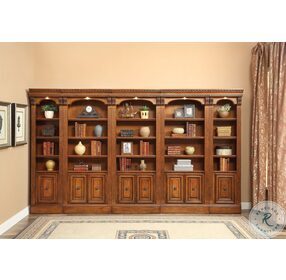 Hayes Antique Vintage Pecan 5 Piece Large Library Wall