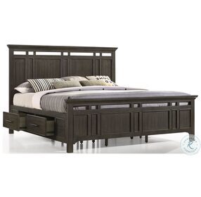 Hawthorne Brushed Charcoal King Dual Side Storage Bed
