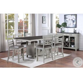 Hyland Stone Gray And Charcoal Extendable Counter Height Dining Room Set